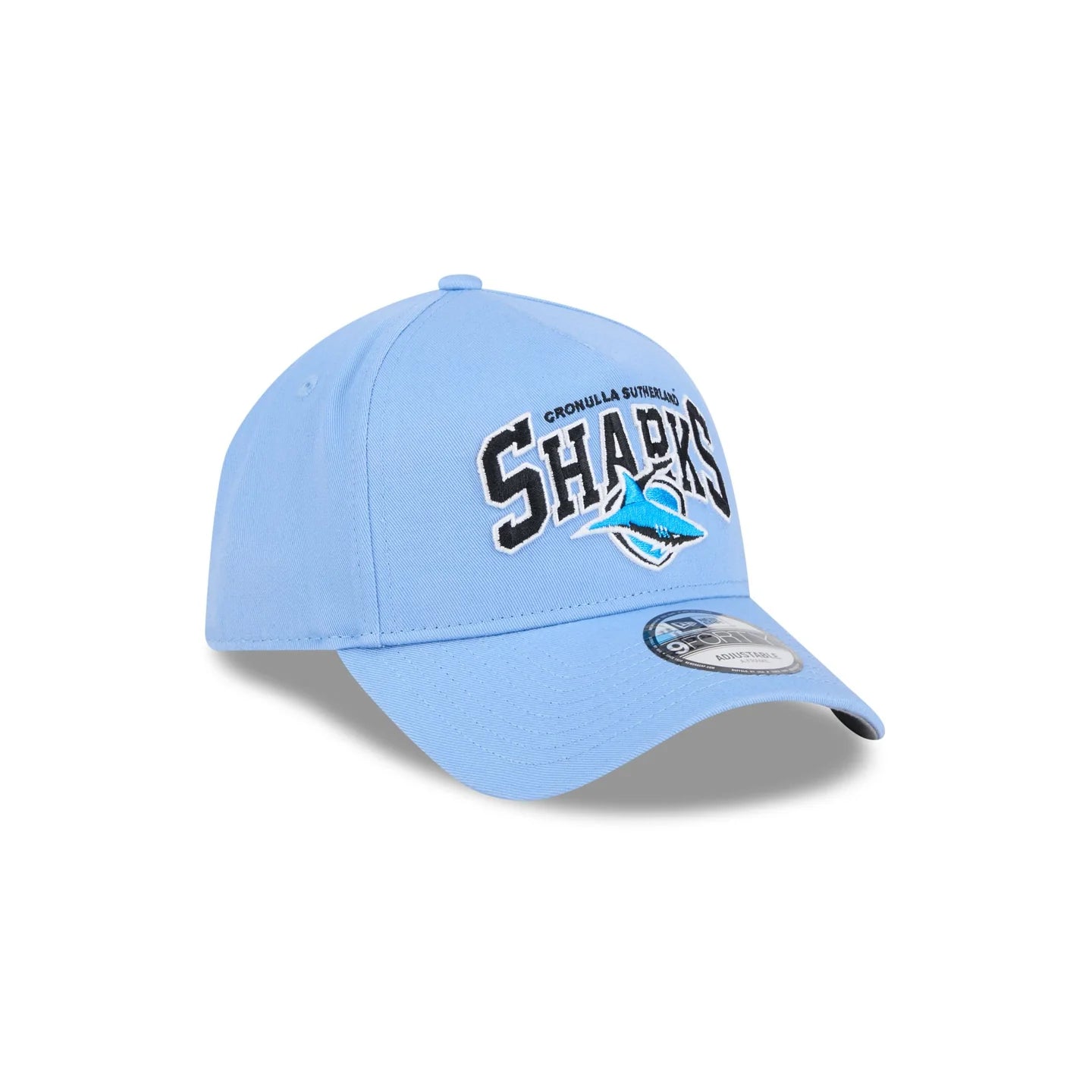 Cronulla-Sutherland Sharks Hat - Blue Logo Arch 9Forty A-Frame NRL Snapback Cap - New Era